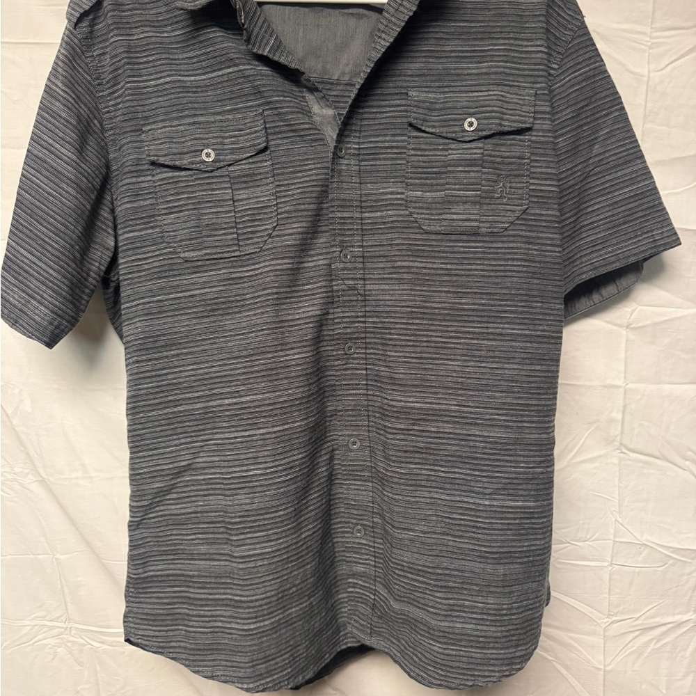 Lions Crest By English Laundry Men's  Size Large Short Sleeve Shirt Charcoal